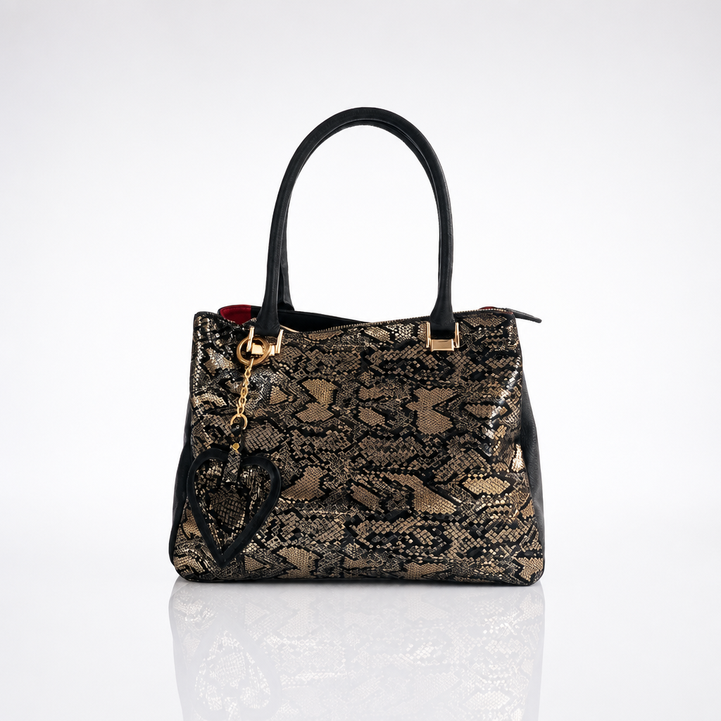 Cartera Dorado y Negro Camelia | Gloria Serrano