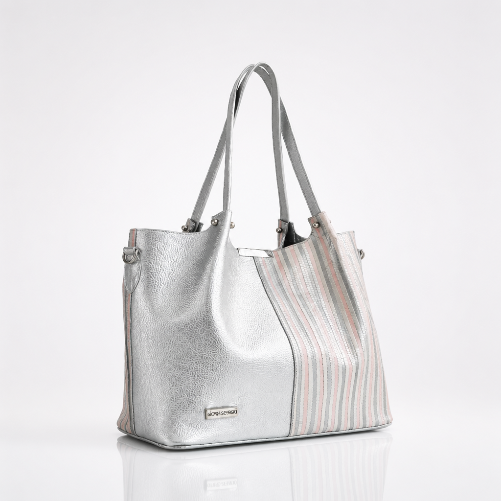 Cartera Tote Plateado Dalia | Gloria Serrano