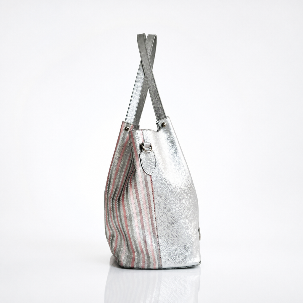 Cartera Tote Plateado Dalia | Gloria Serrano - Imagen 3